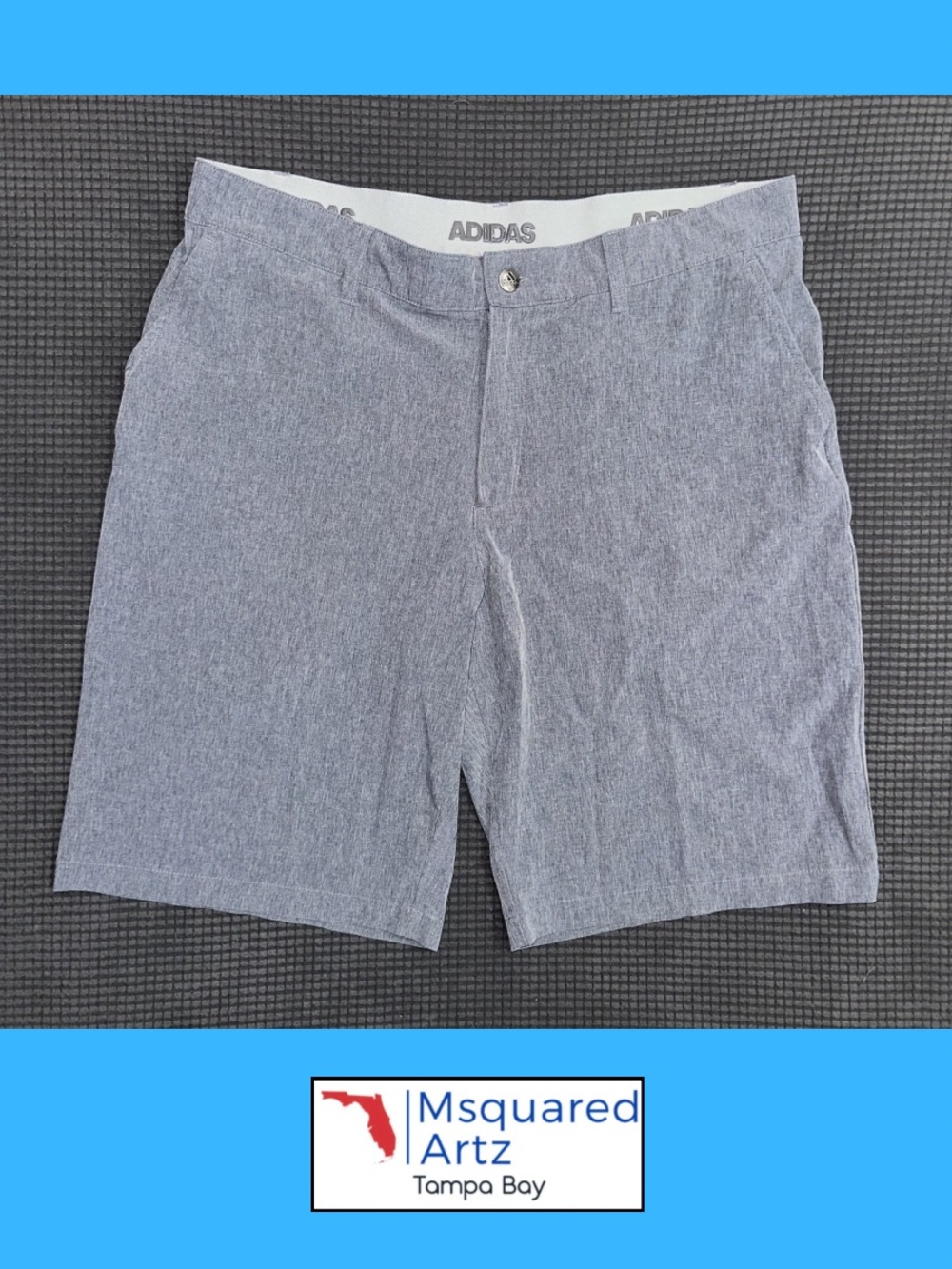 Adidas Mens Golf Shorts Gray Performance Stretch Flat Front Size 36